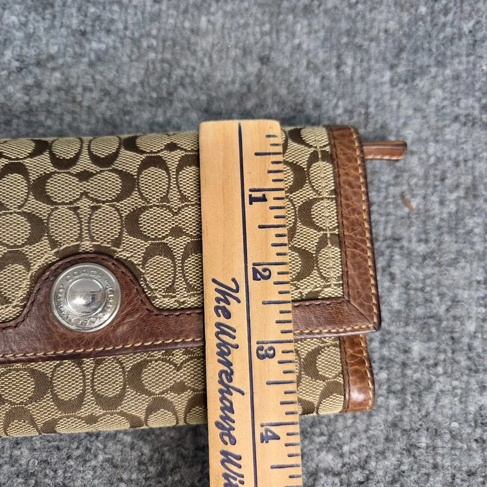 Coach Snap Closure Signature C Wallet Fabric with Leather Trim VTG y2k